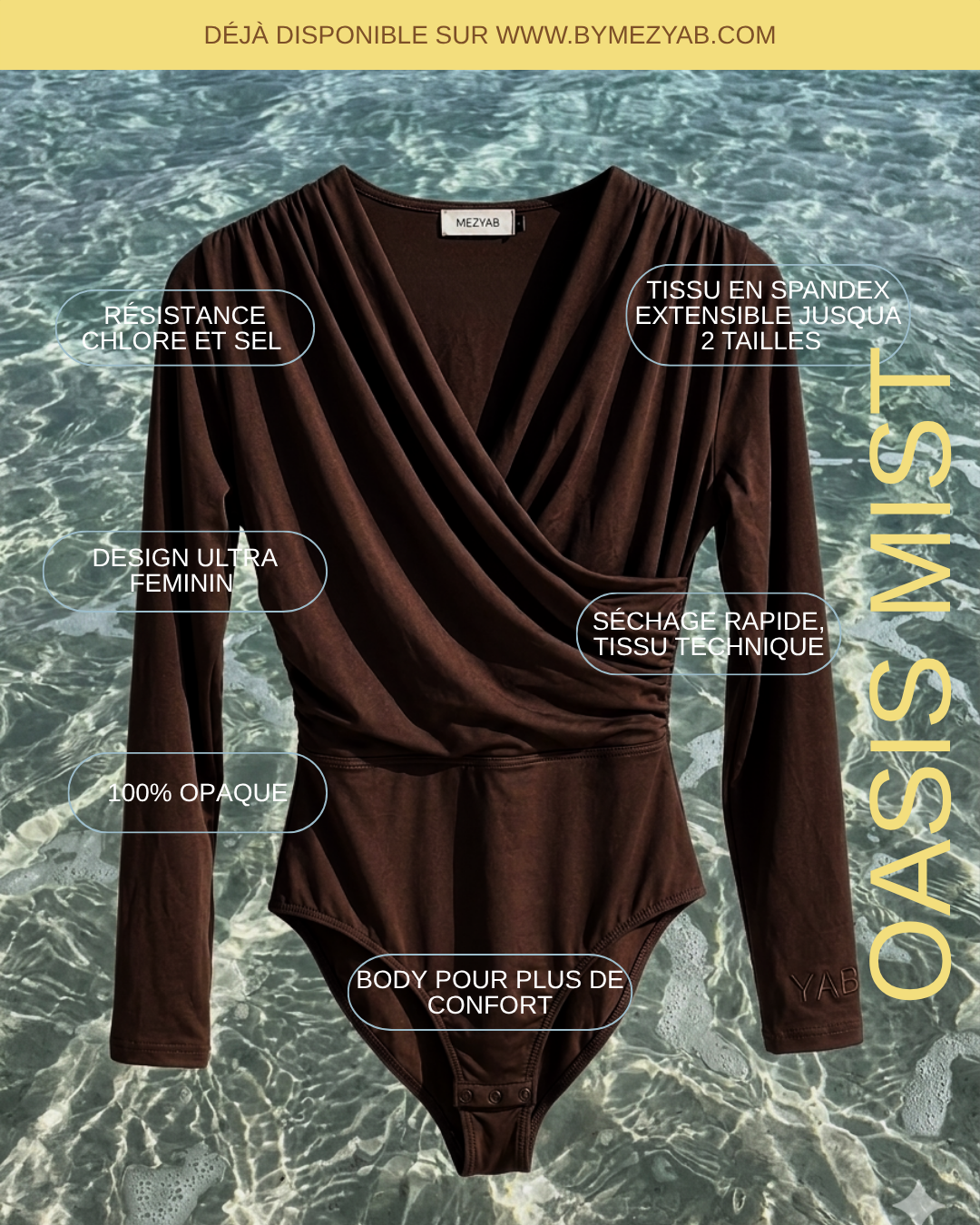 Burkini 3 pièces Oasis Mist - Ash Brown | Protection UV SPF 50+