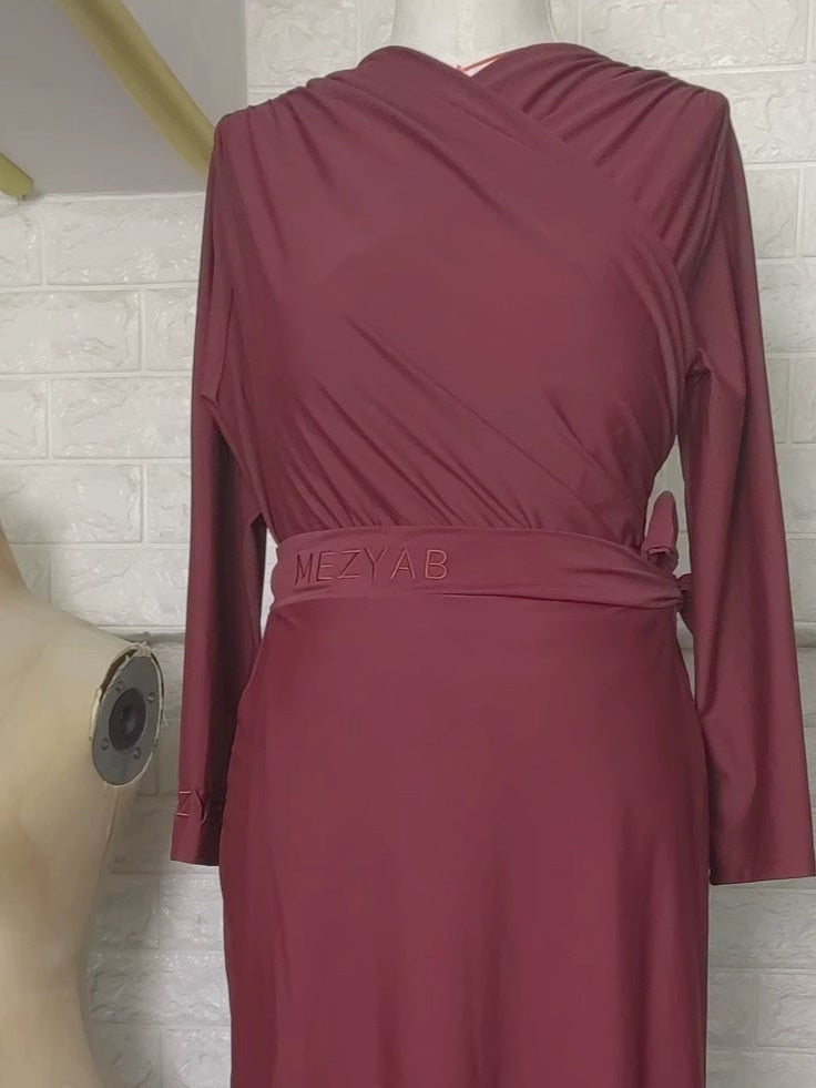 Burkini 3 pièces Oasis Mist - Cerise noire | Protection UV SPF 50+