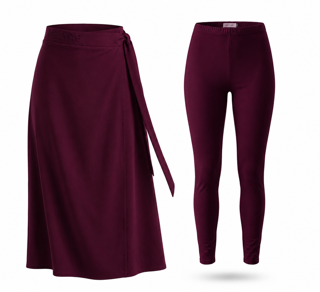 Burkini 3 pièces Oasis Mist - Cerise noire | Protection UV SPF 50+